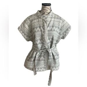 Melrose & Market S (Nordstrom) Canvas Jacket Short Sleeve Raw Hem Belted